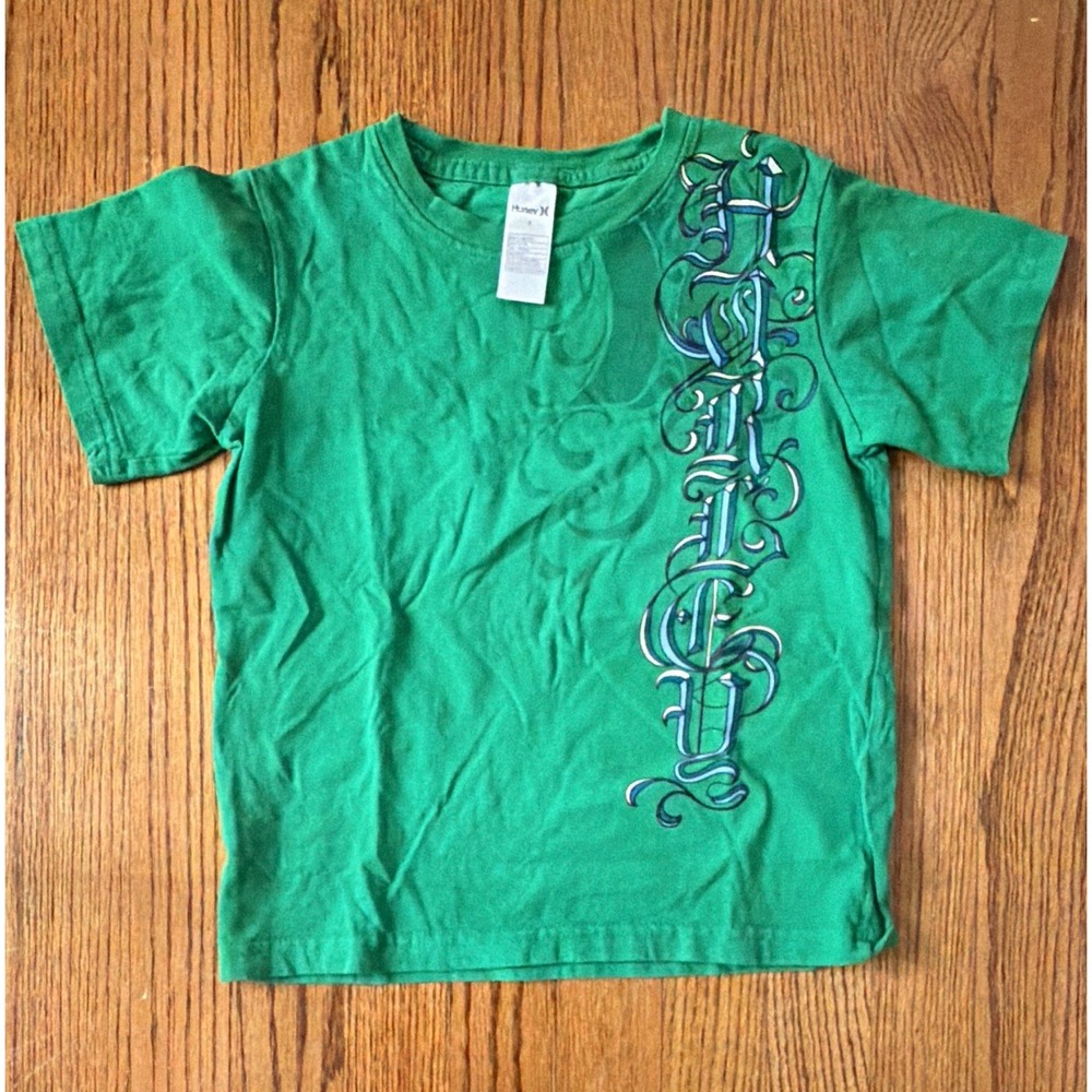 Hurley Boys Green Short Sleeve Graphic Logo T-Shirt Size 5 Regular Fit